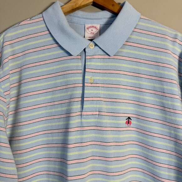 Brooks Brothers 346 Striped Polo Shirt Men's XL Blue Original Fit Pastel Preppy - Picture 5 of 11